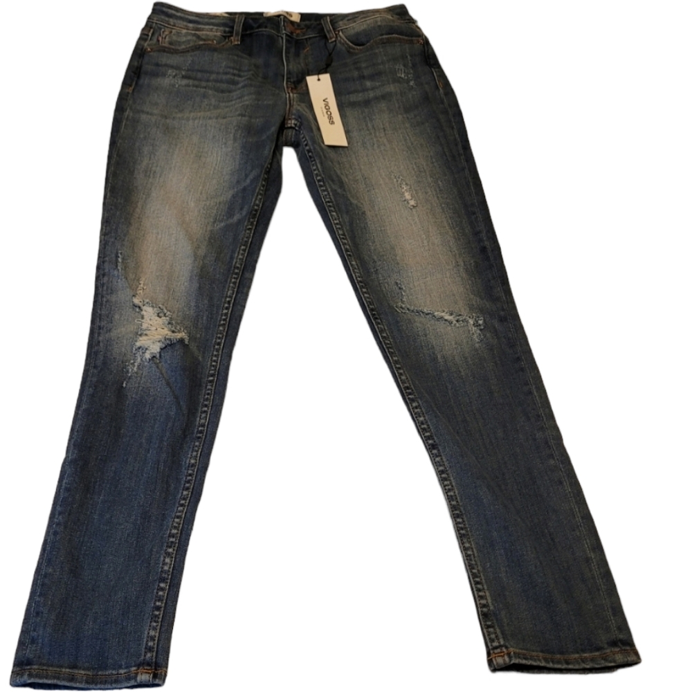 Vigoss Jagger Mid rise distressed skinny blue jeans. Size 30.